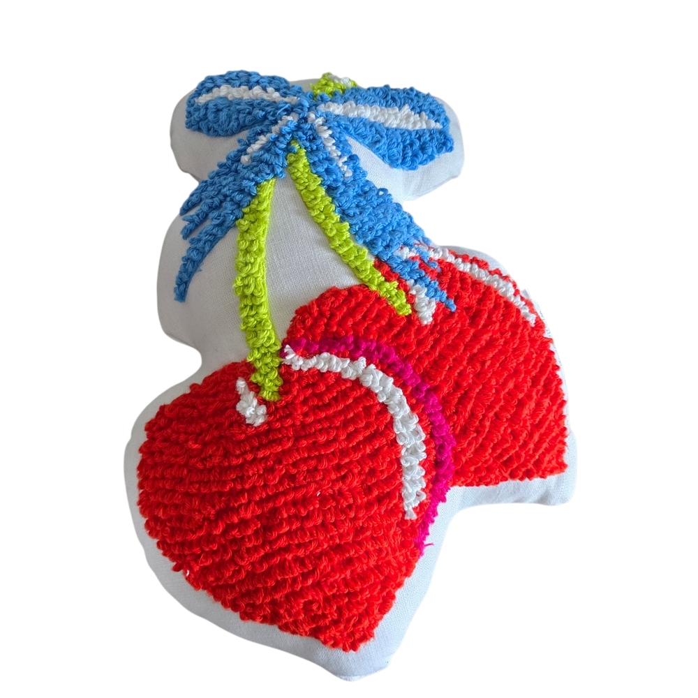 Teen Home Zadora Cherry Pillow Red Decorative Novelty Accent Embroidered Fruit
